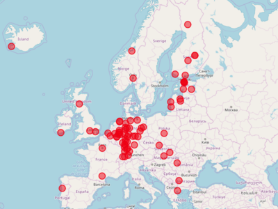 interaktive Übersichtskarte europäischer Handglockenchöre