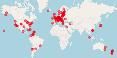 interaktive Übersichtskarte weltweiter Handglockenchöre und Institutionen